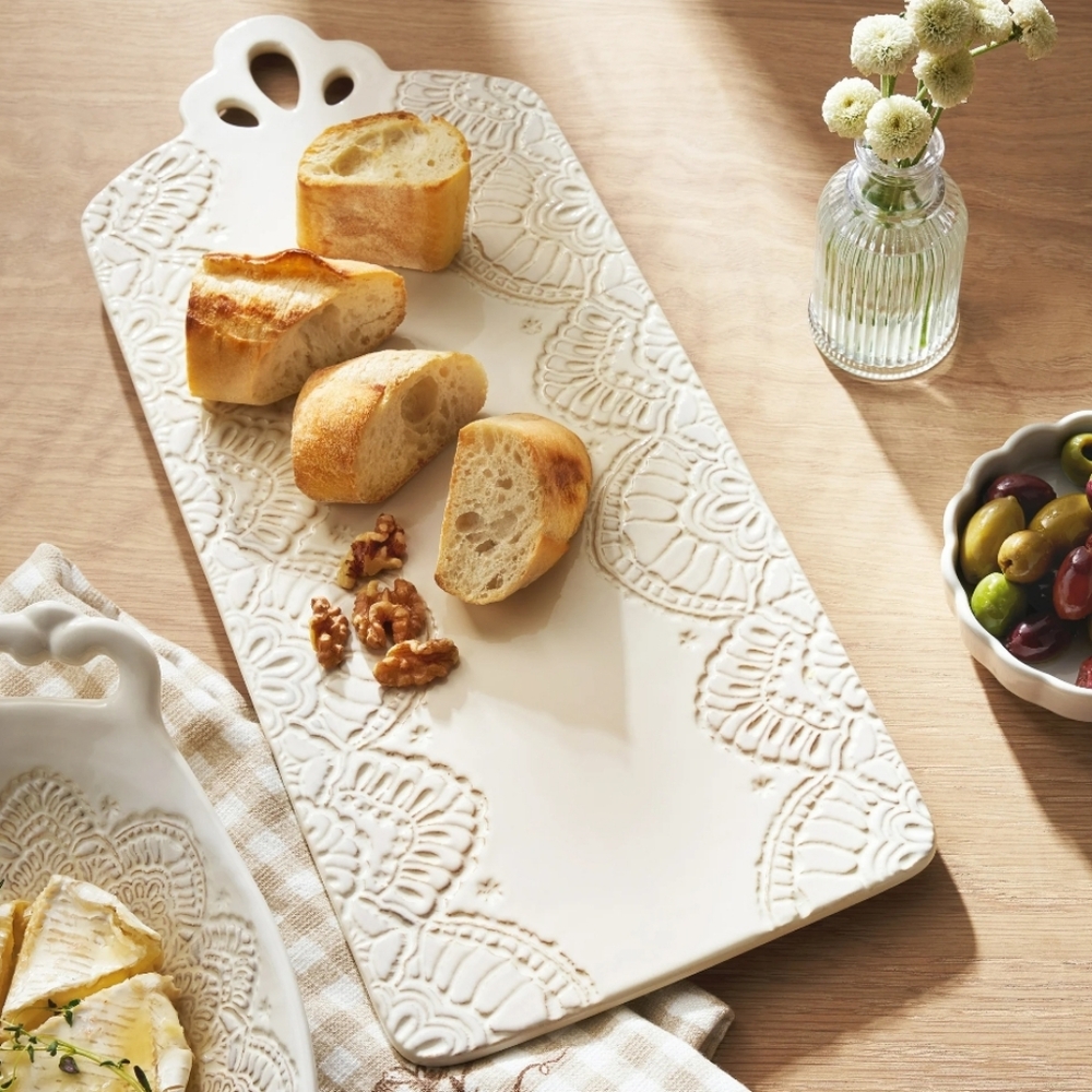 💜 New 2025 The Pioneer Woman Vintage Lace Cream Serving Board Platter